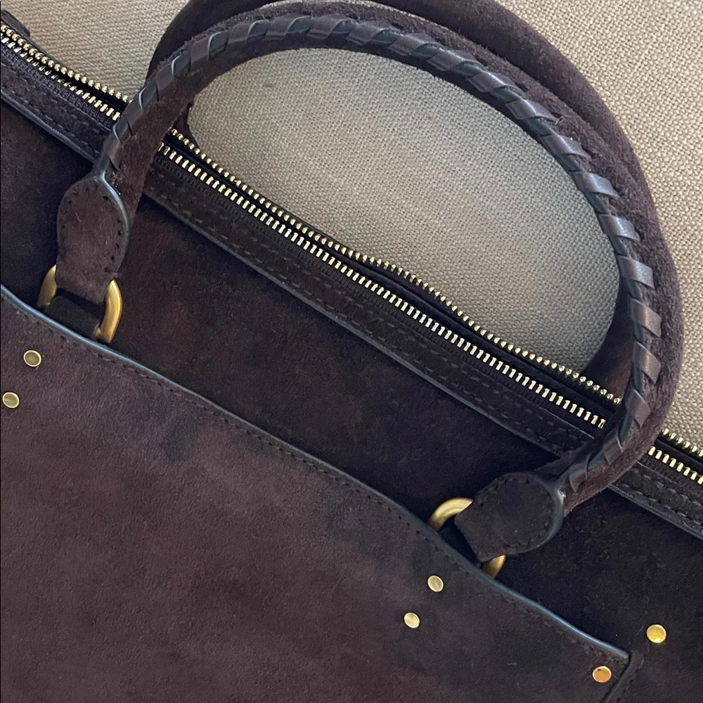 Madewell The Whipstitched Satchel Bag‎ Suede Coffee Bean NEW